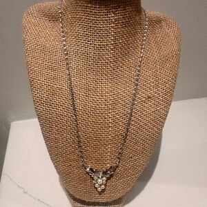 Avon Necklace with faux Pearl & rhinestone Accents